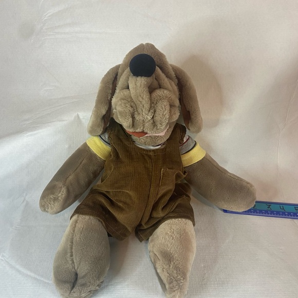 WRINKLES Dog Hand Puppet Plush Ganz Bros Brown 16” Shirt/Overalls Vintage 1981 - Picture 14 of 14